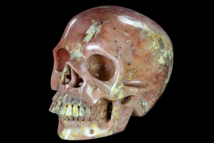 Realistic, Carved Red Sesame Jasper Skull #116429